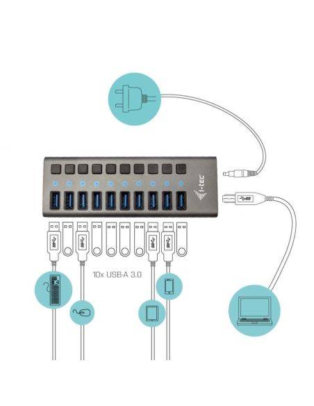 I-Tec - USB Charging Hub with 10 ports explanations