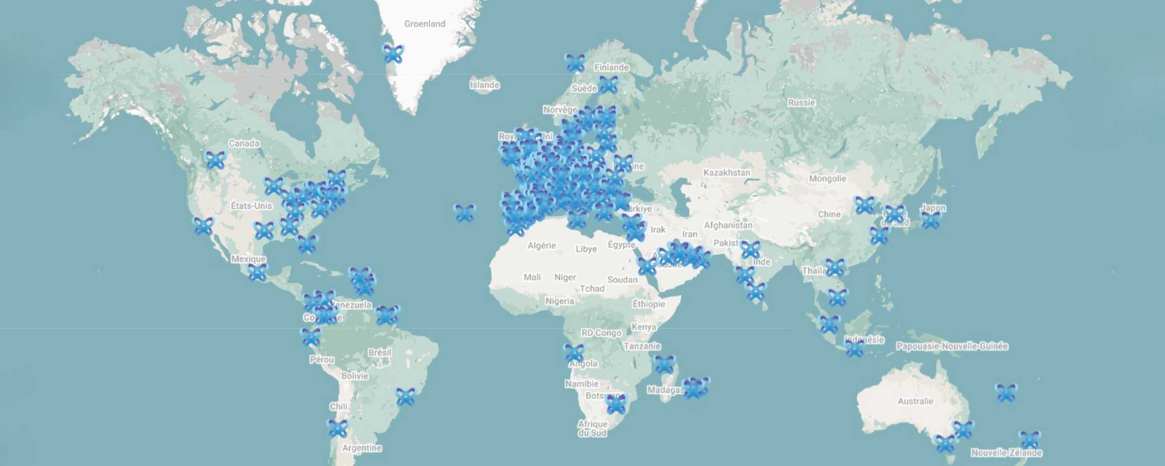 Map des clients dans le monde